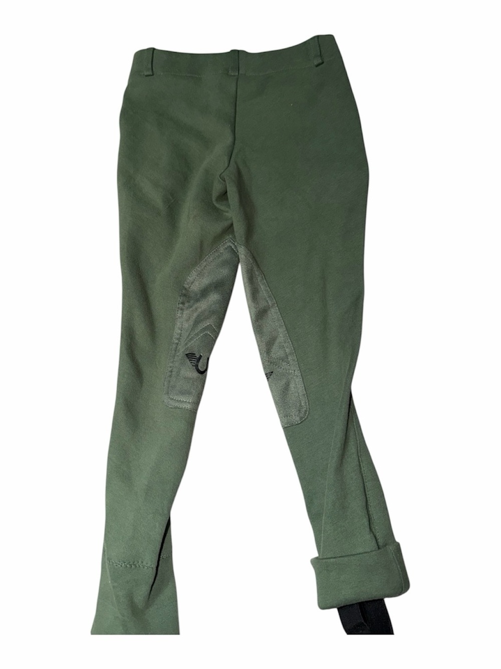 Kids Olive Green Riding Leggings with Grip Panels